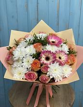 Букет цветов из:  Розы, Герберы и Хризантемы в Алатыри