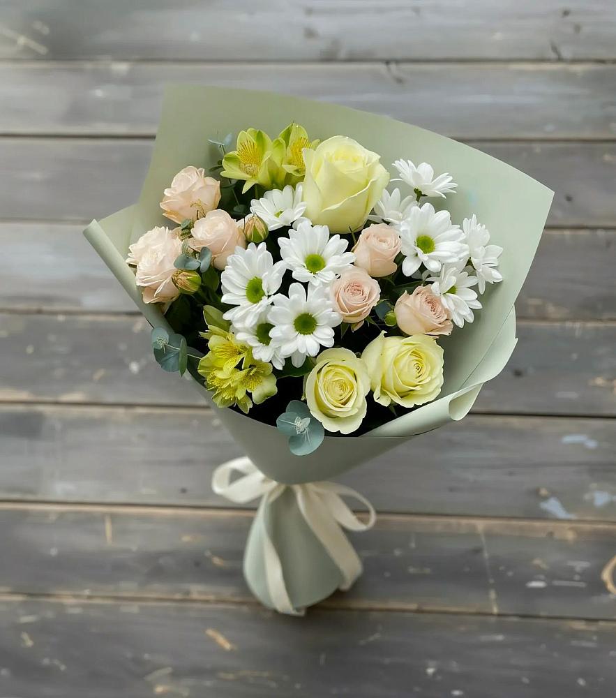 Букет цветов из: Альстромерии, Розы и Хризантемы в Алатыри