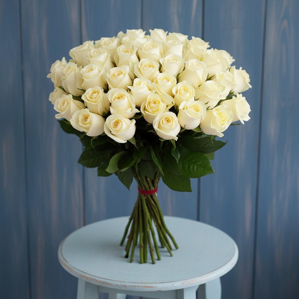 Букет 51 Белая роза Эдлесс Лав в Алатыри