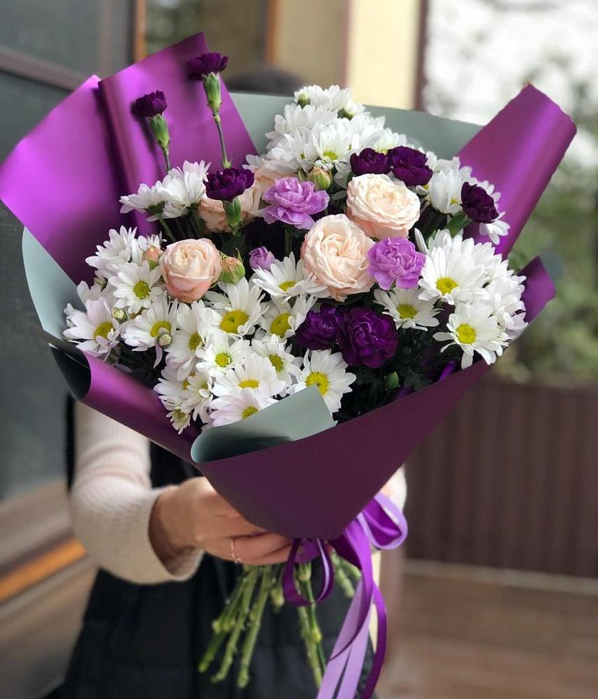 Букет цветов из: Хризантемы, Гвоздики и Розы в Алатыри