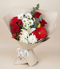 Букет цветов из:  Розы, Хризантемы, Герберы и Лилии в Алатыри