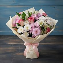 Букет цветов из:  Хризантемы, Альстромерии и Розы в Алатыри