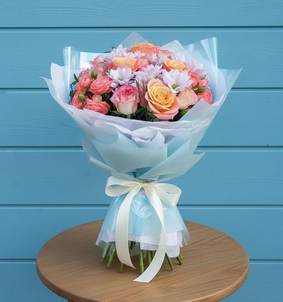 Букет цветов из: Хризантемы и Розы в Алатыри