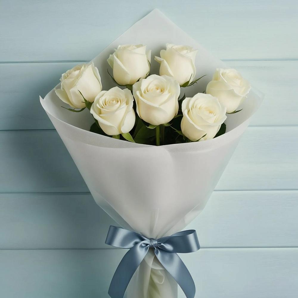 Букет 7 Белых роз Эдлесс Лав в Алатыри